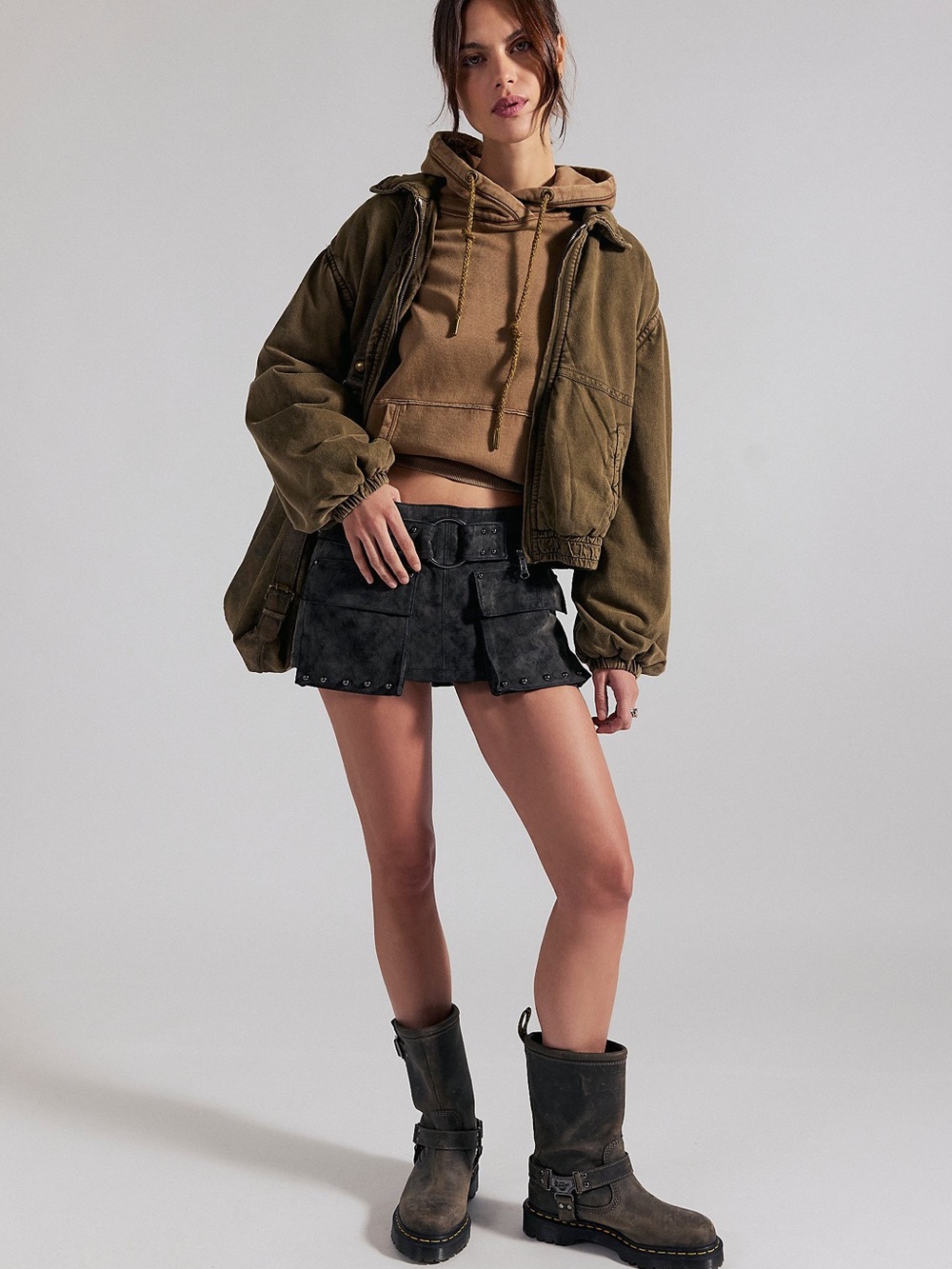 Free People We The Free Micro Mini Suede Cargo Skort - Picture 11 of 11